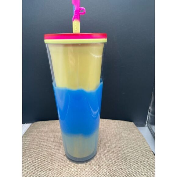 Starbucks 2023 Spring Straw Topper Blue Wave Color blend Changing Tumbler 24 oz - Picture 2 of 7